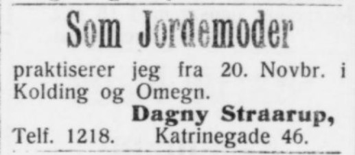 Dagny Elisabeth starter som Jordemoder i Kolding.